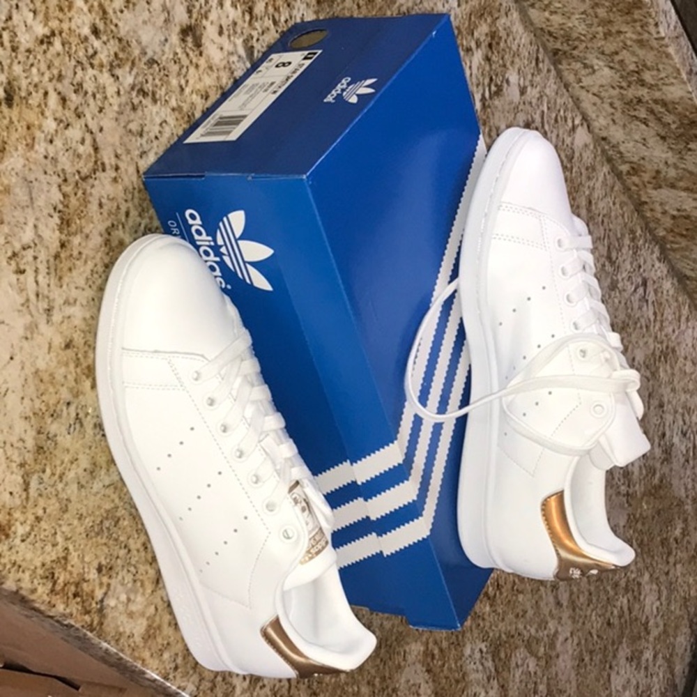 Gold and White Stan Smith Adidas